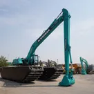 Kobelco SK380 Amphibious Long Boom Excavator front right view