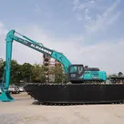 Kobelco SK380 Amphibious Long Boom Excavator left side view