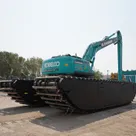 Kobelco SK380 Amphibious Long Boom Excavator rear right view