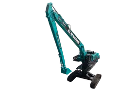 Large Excavators, 80 ton, High Bed, 22 meters Boom White Background View