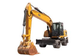 2014 Caterpillar M318D Wheeled Excavator White Background View