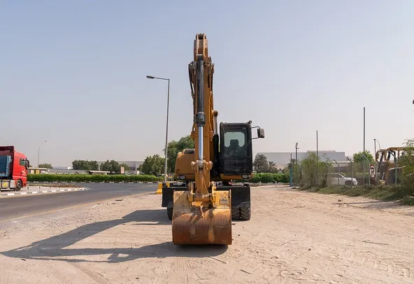 2014 Caterpillar M318D Wheeled Excavator Front View