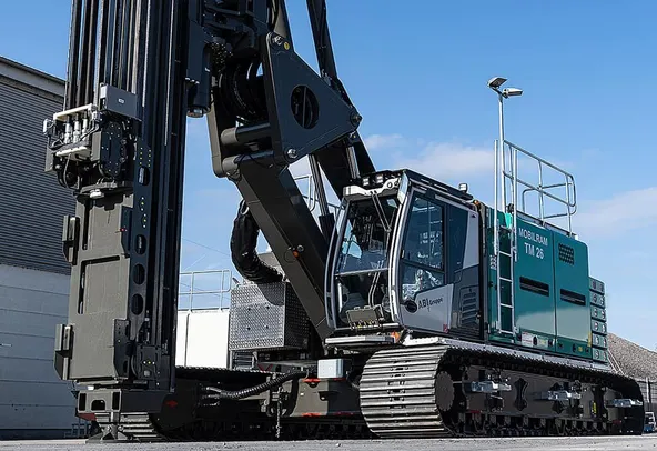 ABI TM26 Piling Rig with Vibro Hammer Attachment Front Left View