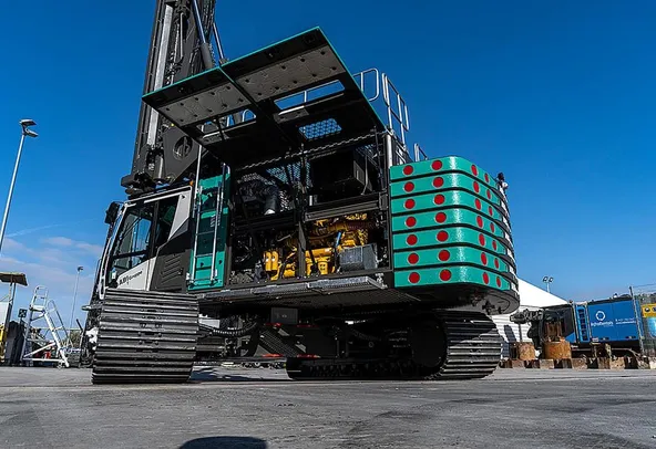 ABI TM26 Piling Rig with Vibro Hammer Attachment Rear Left View