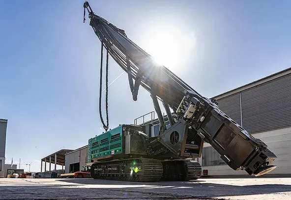 ABI TM26 Piling Rig with Vibro Hammer Attachment Front Right View