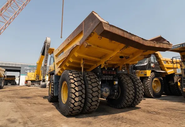 2022 Komatsu HD465-7EO Rigid Dump Truck Rear Left View
