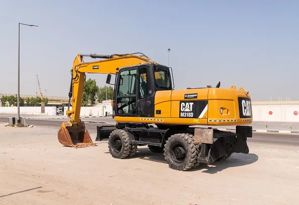 2014 Caterpillar M318D Wheeled Excavator Rear Left View