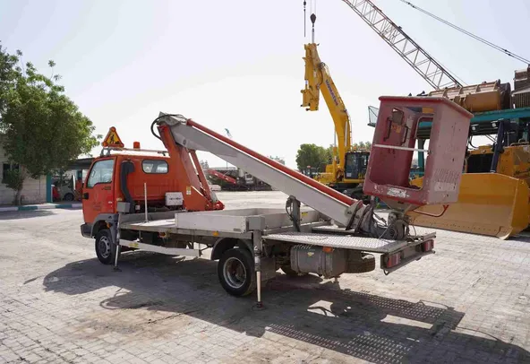 2003 Multitel 160 ALU DS Boom Lift on Nissan Cabstar Truck Rear Left View - LF-0058
