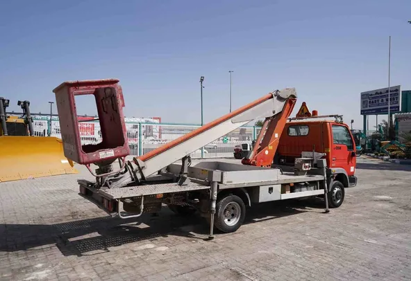 2003 Multitel 160 ALU DS Boom Lift on Nissan Cabstar Truck Rear Right View - LF-0058