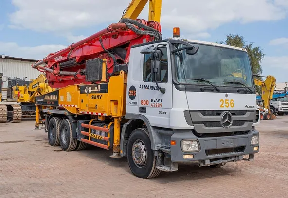2011 Sany Concrete Pump with Actros 33 Truck Mercedes Front Right View