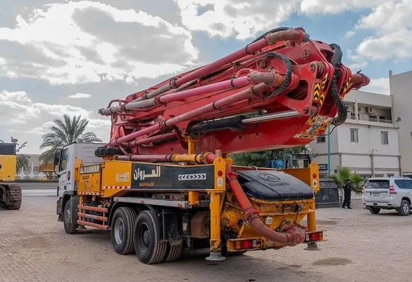 2011 Sany Concrete Pump with Actros 33 Truck Mercedes Rear Left View