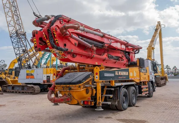 2011 Sany Concrete Pump with Actros 33 Truck Mercedes Rear Right View