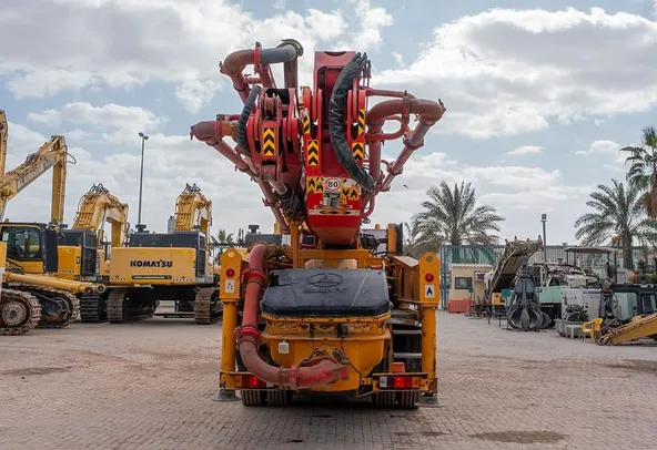 2011 Sany Concrete Pump with Actros 33 Truck Mercedes Rear View