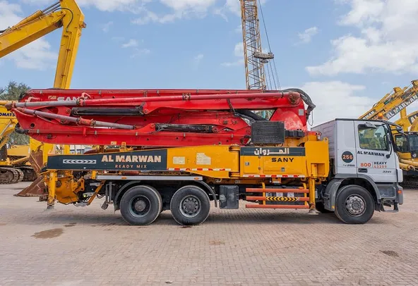 2011 Sany Concrete Pump with Actros 33 Truck Mercedes Right Side View