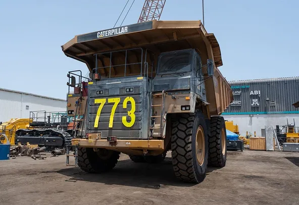 2019 Caterpillar 777E Rigid Dump Truck Front Left View
