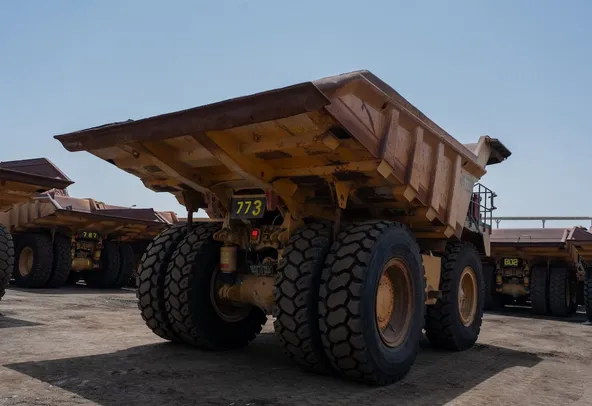 2019 Caterpillar 777E Rigid Dump Truck Rear Right View
