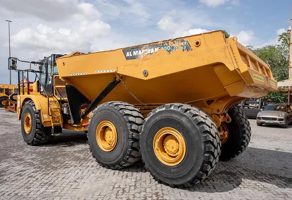 2020 Caterpillar 745 Articulated Dump Truck Rear Left View
