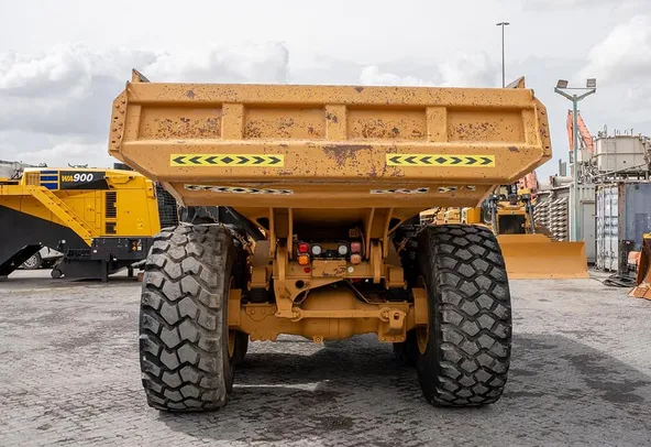 2020 Caterpillar 745 Articulated Dump Truck Rear View