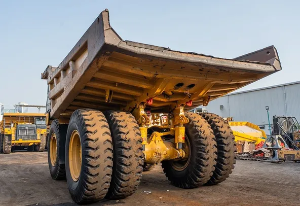 2022 Caterpillar 777 Rigid Dump Truck Rear Left View