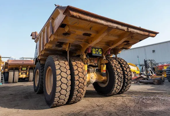 2022 Caterpillar 777E Rigid Dump Truck Rear Left View