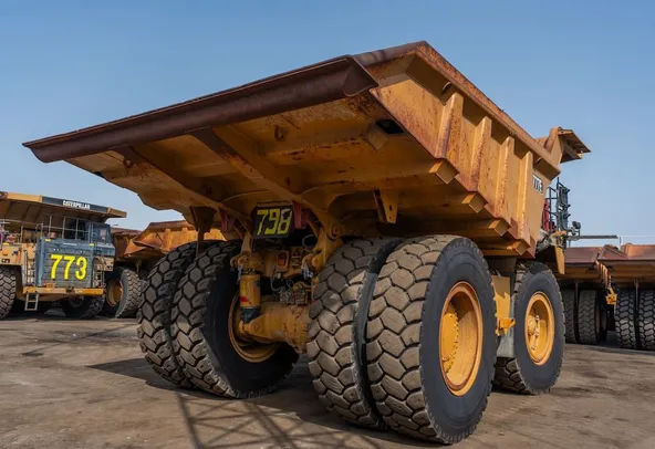 2022 Caterpillar 777E Rigid Dump Truck Rear Right View