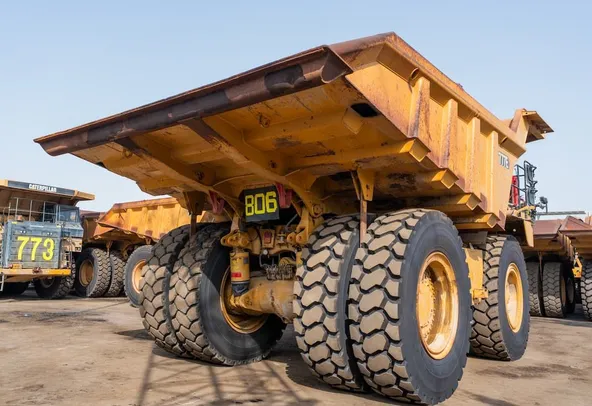 2022 Caterpillar 777E Rigid Dump Truck Rear Right View