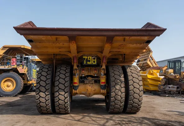 2022 Caterpillar 777E Rigid Dump Truck Rear View