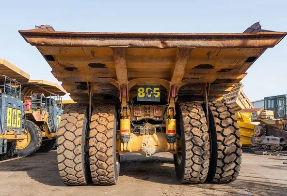 2022 Caterpillar 777E Rigid Dump Truck Rear View
