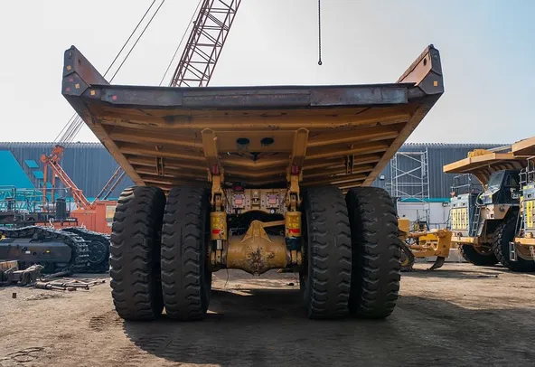 2022 Caterpillar 777E Rigid Dump Truck Rear View