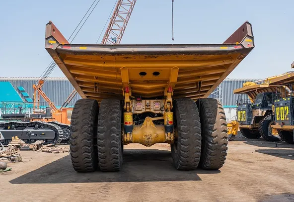 2022 Caterpillar 777E Rigid Dump Truck Rear View
