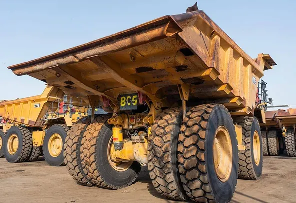 2022 Caterpillar 777E Rigid Dump Truck Rear View