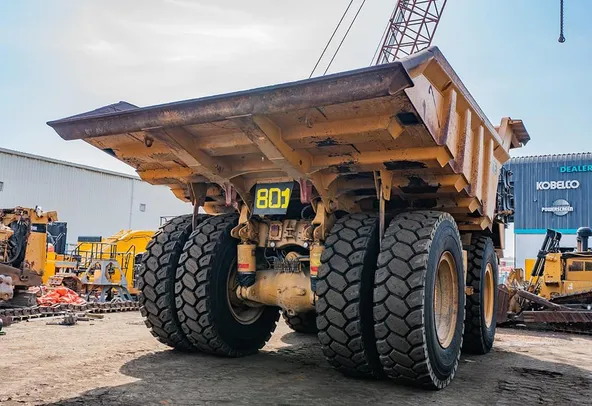 2022 Caterpillar 777E Rigid Dump Truck Right Rear View