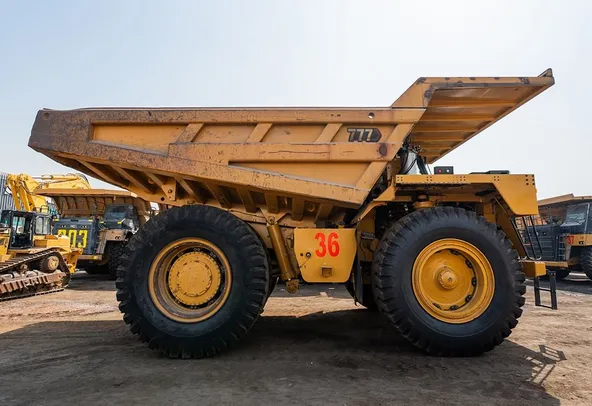 2022 Caterpillar 777E Rigid Dump Truck Right Side View