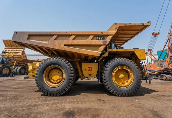 2022 Caterpillar 777E Rigid Dump Truck Right Side View