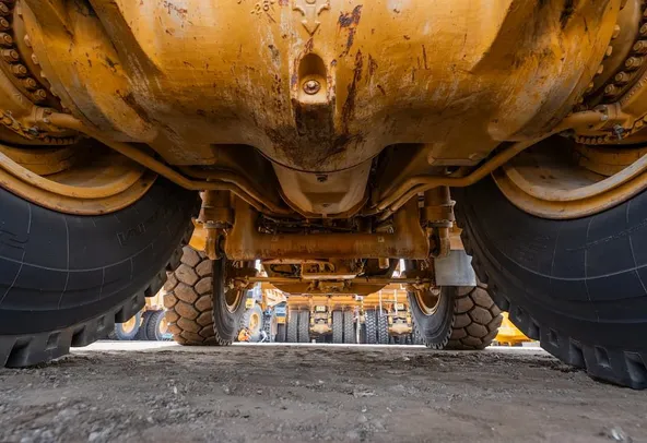 2022 Caterpillar 777E Rigid Dump Truck Under Carriage View