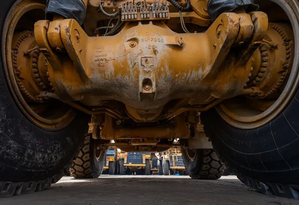 2022 Caterpillar 777E Rigid Dump Truck Under Carriage View