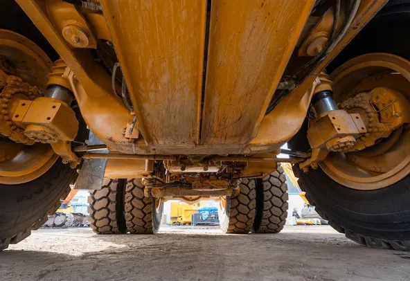 2022 Caterpillar 777E Rigid Dump Truck Under Carriage View