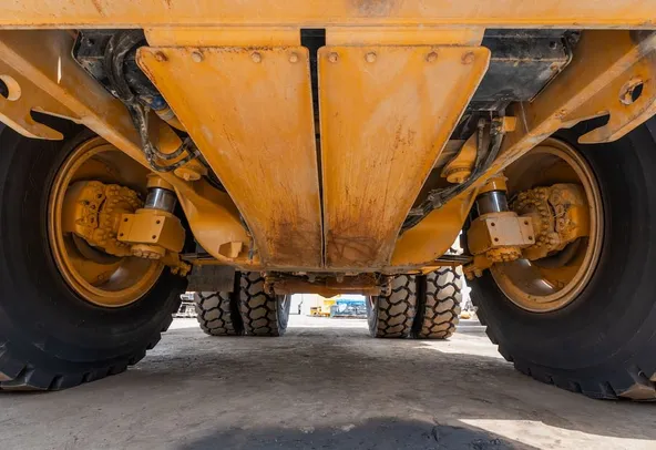 2022 Caterpillar 777E Rigid Dump Truck Under Carriage View