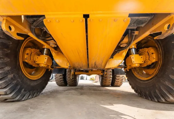 2022 Caterpillar 777E Rigid Dump Truck Under Carriage View