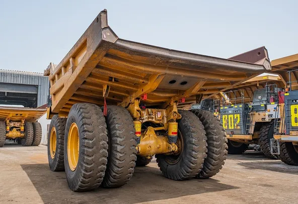2023 Caterpillar 777 Rigid Dump Truck Rear Left View