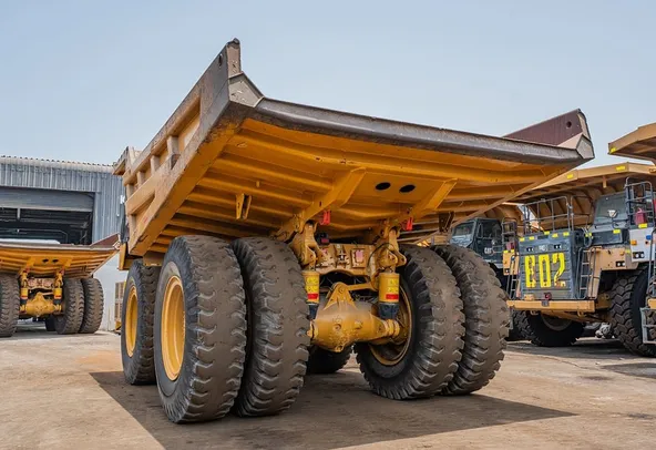 2023 Caterpillar 777 Rigid Dump Truck Rear Left View