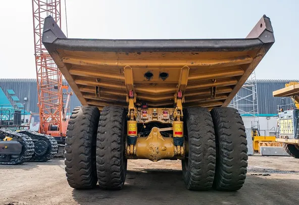 2023 Caterpillar 777 Rigid Dump Truck Rear View
