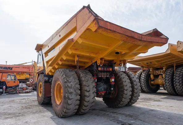 2024 Komatsu HD465-7EO Rigid Dump Truck Rear Left View