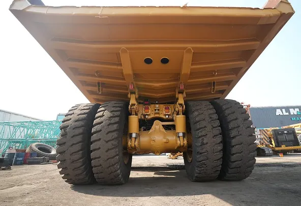 Cat 777E off-highway truck undercarriage view