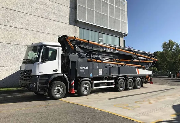 cifa K61L concrete pump truck front left view