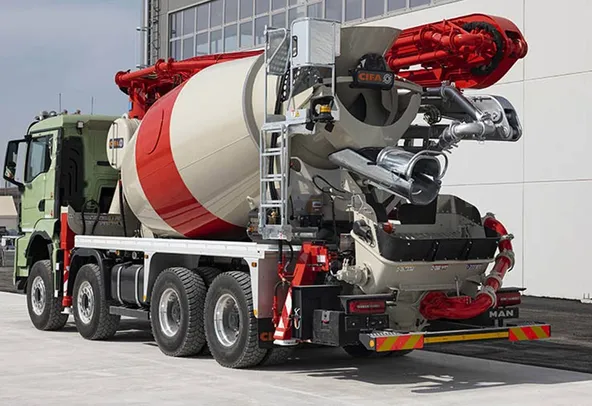 Cifa MK28H truck mixer pump rear left view