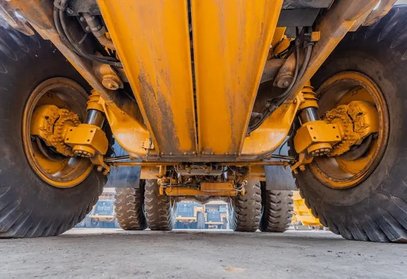 2022 Caterpillar 777E Rigid Dump Truck Under Carriage View