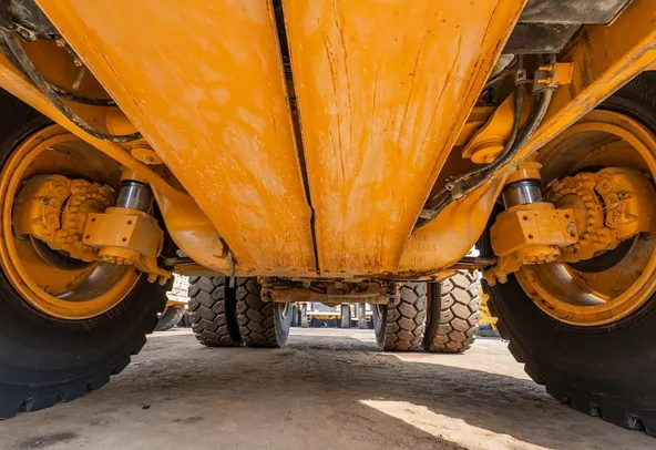 2022 Caterpillar 777E Rigid Dump Truck Under Carriage View