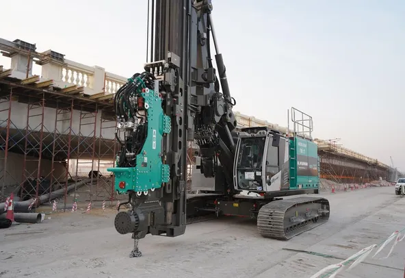 2024 SR35 with ABI Mobilram TM17 Piling Rig Front left View