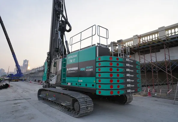 2024 SR35 with ABI Mobilram TM17 Piling Rig Rear Left View